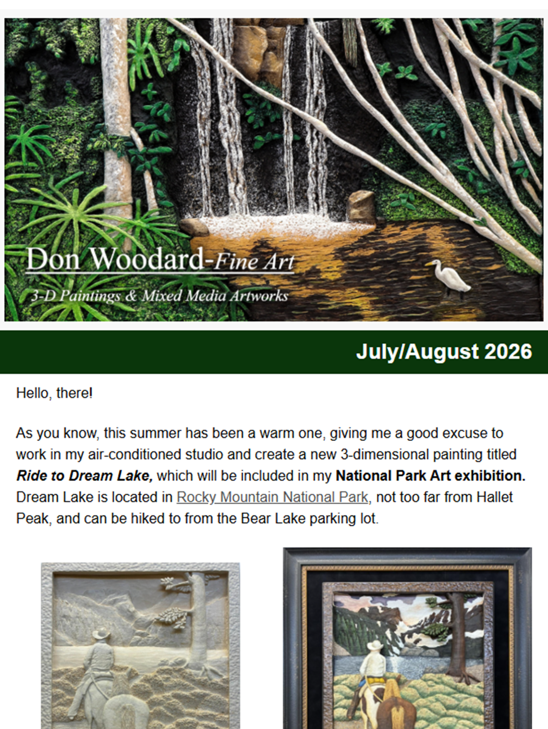 Don Woodard Artworks bi-monthly newsletter created by Latchkey Marketing